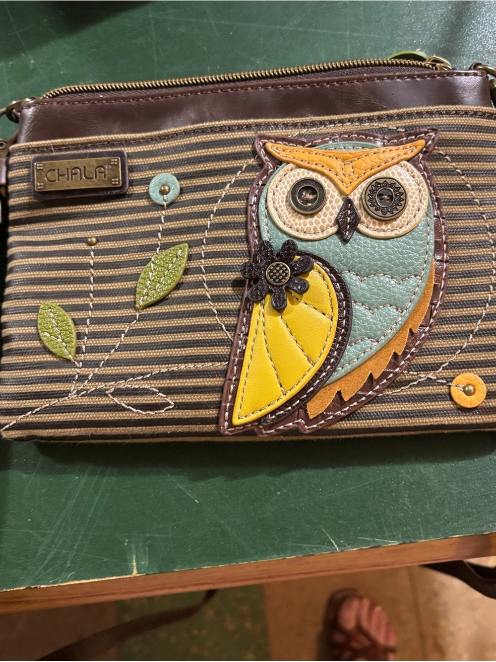 Chala Brown crossbody with owl